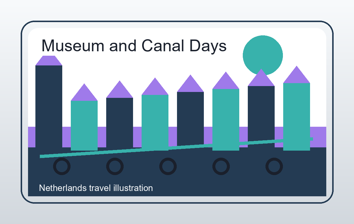 Illustratie van museumroutes en Nederlandse stadsreizen